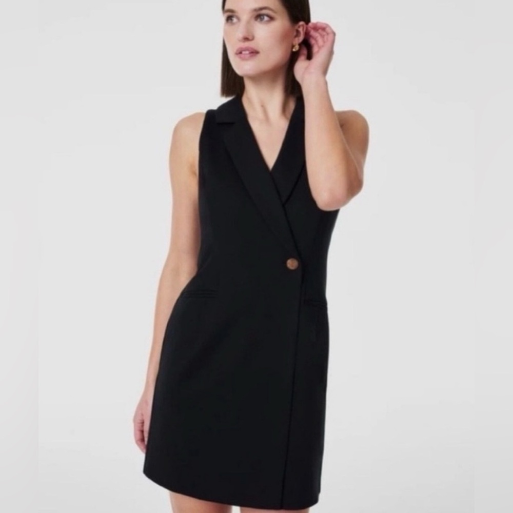 SPANX Black Sleeveless Blazer Mini Dress